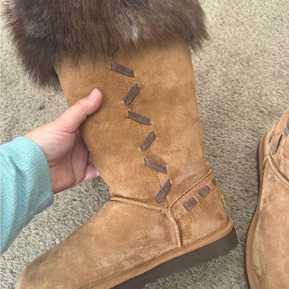 🆕 UGG Rosana tall chestnut fur boots - Picture 3 of 9